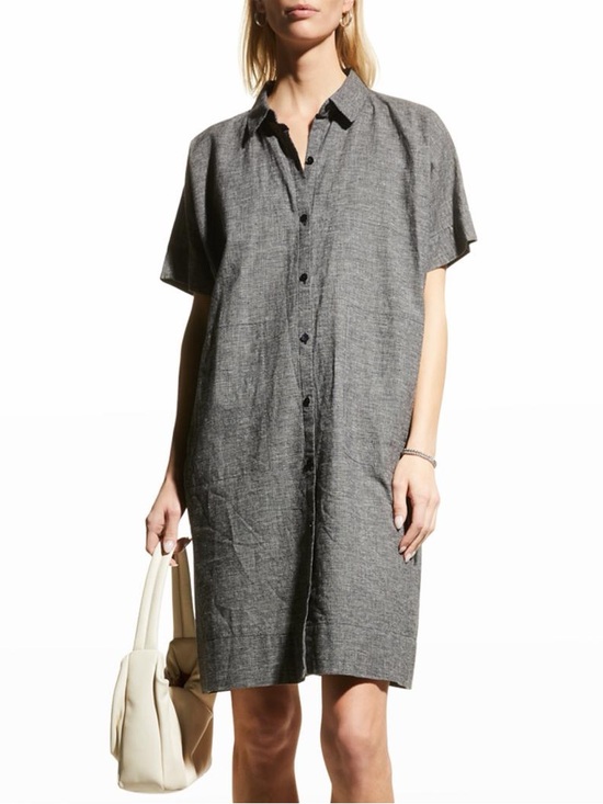 Eileen Fisher Dresses & Skirts - EILEEN FISHER Lightweight Black & White Button-Front Shirt dress small